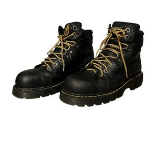 DR MARTENS INDUSTRIAL STEEL TOE BLACK BOOTS SIZE 10